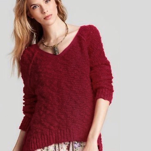 Free People Sweaters - Free People Songbird Knobby Knit Maroon Sweater